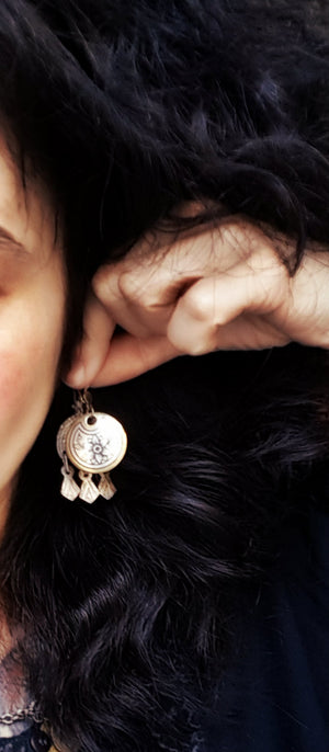Russian Niello Silver Gilded Earrings