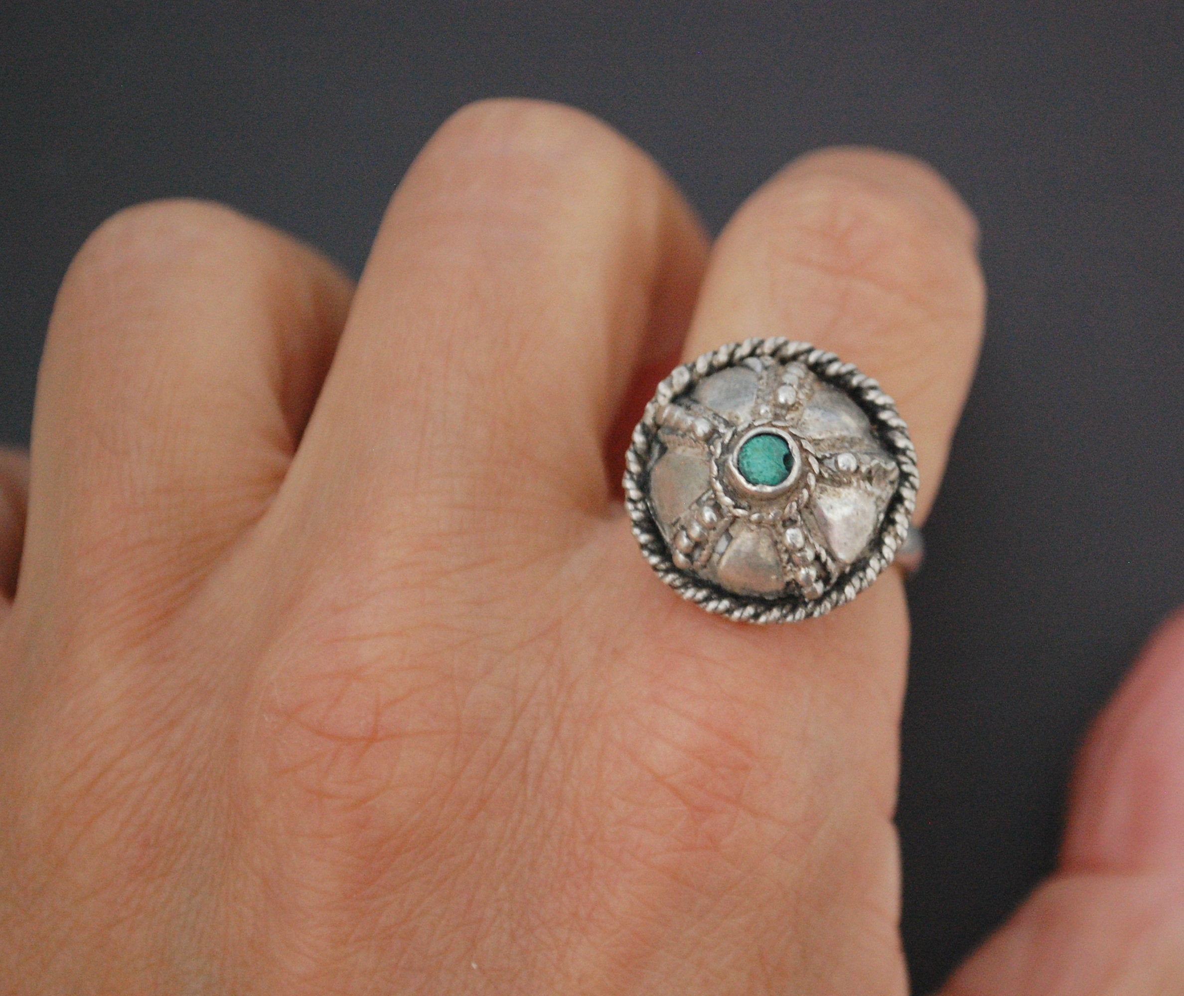 Ethnic Turquoise Ring - Size 6.5