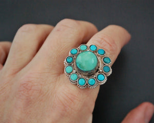 Ethnic Turquoise Ring from India - Size 7.75