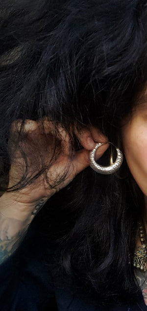 Nepali Hoop Earrings with Flowers - MEDIUM