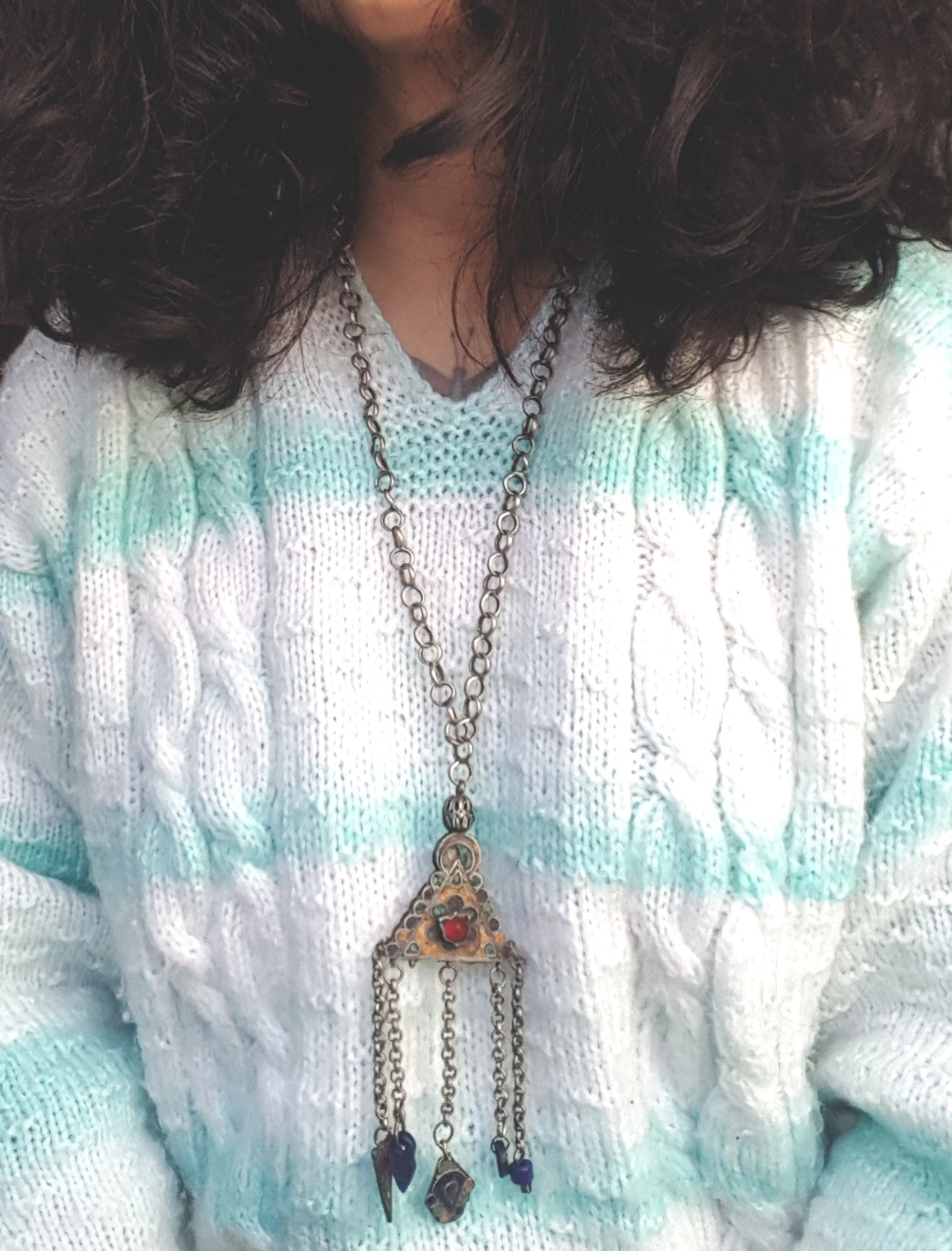 Tunisian Enamel Pendant on Chain