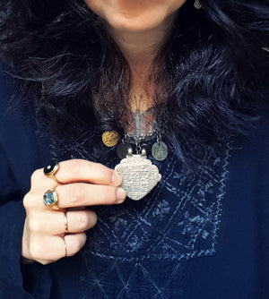Persian Silver Amulet Pendant with Arabic Writing