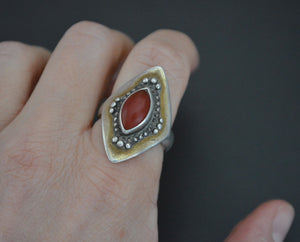 Turkmen Gilded Carnelian Ring - Size 9