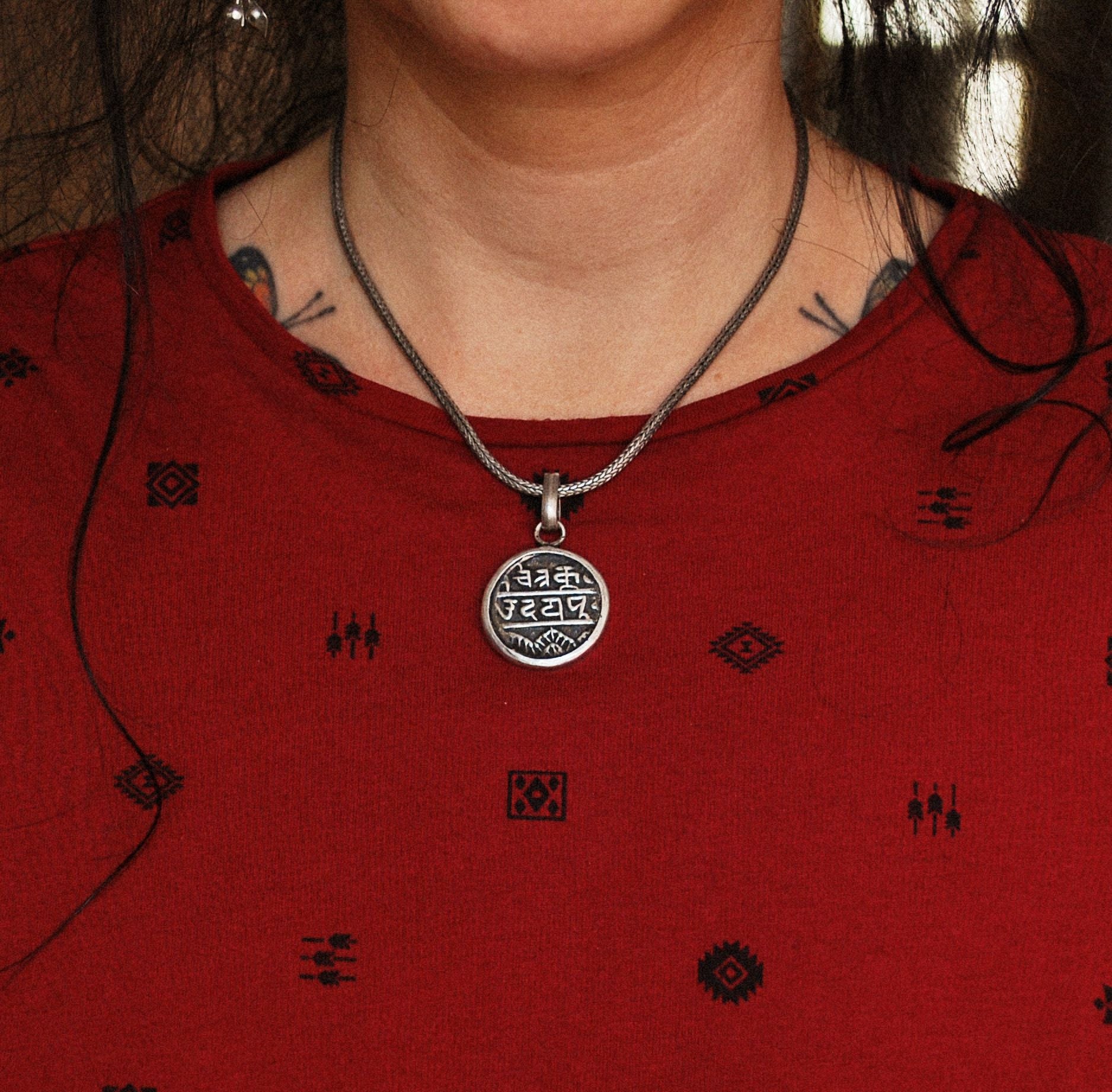 Rajasthani Silver Pendant - Indian Tribal Amulet