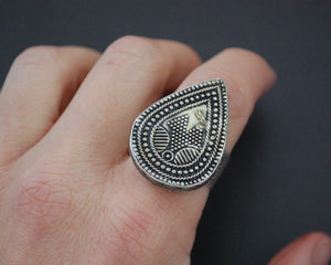 Kazakh Silver Gilded Ring - Size 7.75 / 8