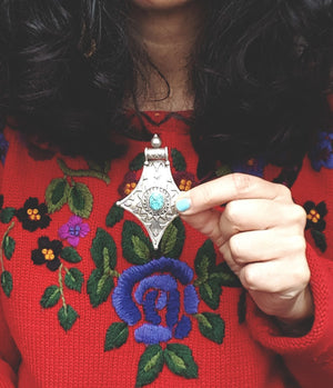 Indian Sterling Silver Turquoise Pendant