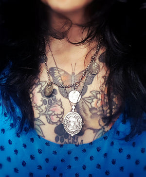 Arabic Script Locket Pendant on Silver Chain