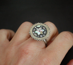 Mother of Pearl Inlay Ring from Egypt - Size 6