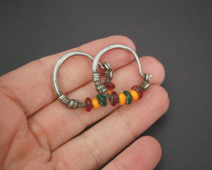 Tribal Indian Hoop Earrings with Colorful Beads