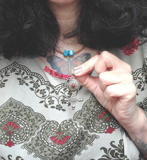 Tuareg Silver Cross with Coral