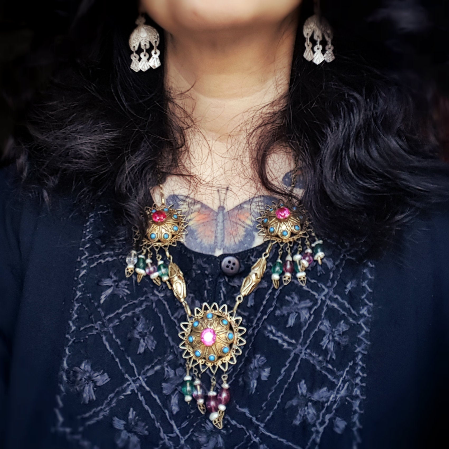 Gilded Uzbek Necklace with Stones