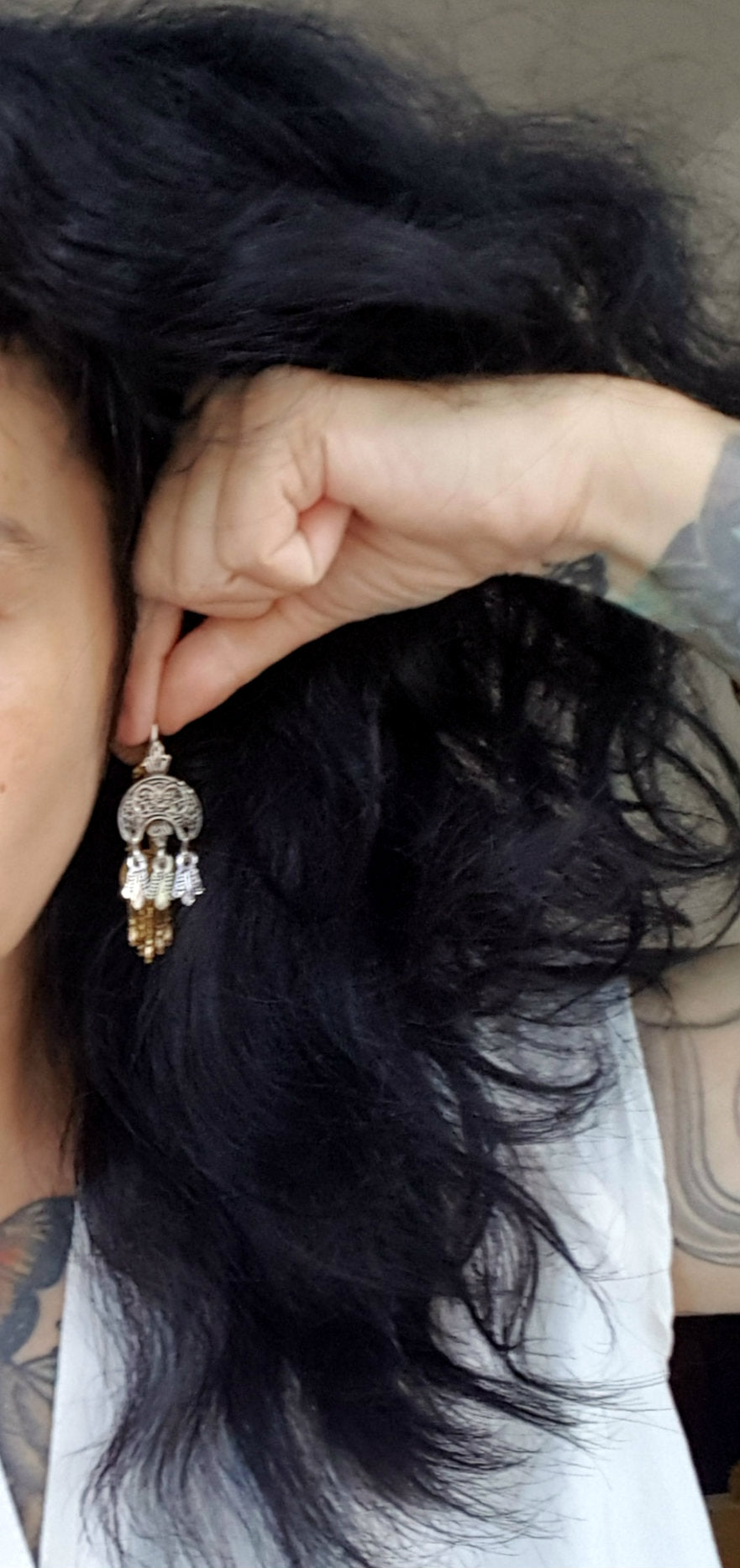 Old Moroccan Berber Earrings with Dangles