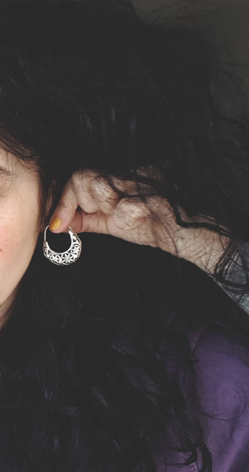 Ethnic Hoop Earrings with Cut Out Design