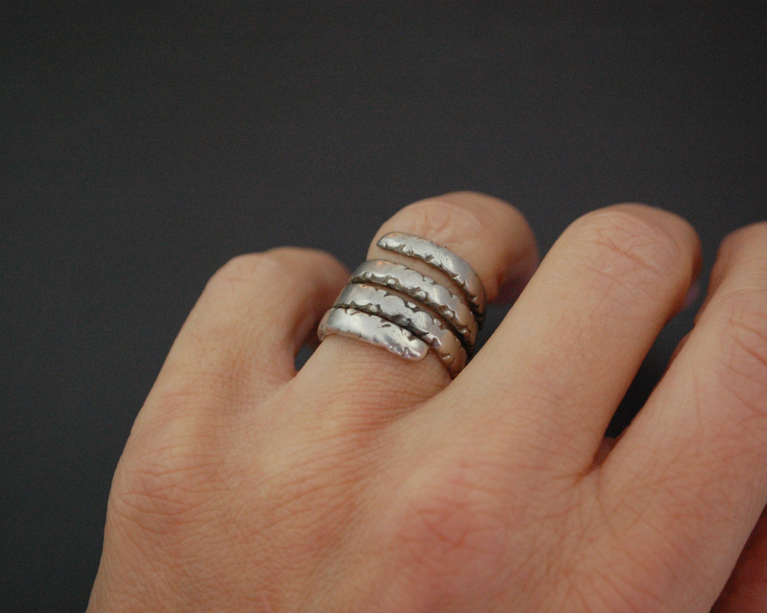 Pinky Old Tribal Coil Ring from India - Size 4.5