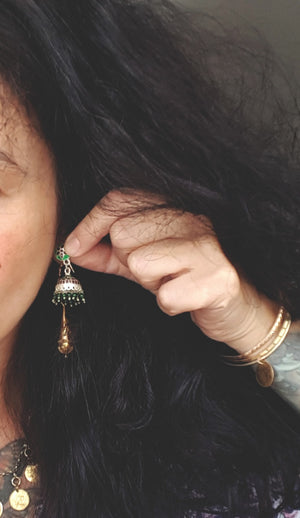 Indian Enamel Jhumka Silver Earrings