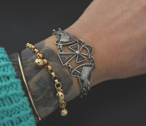 Egyptian Ankh Nefertiti Filigree Link Bracelet