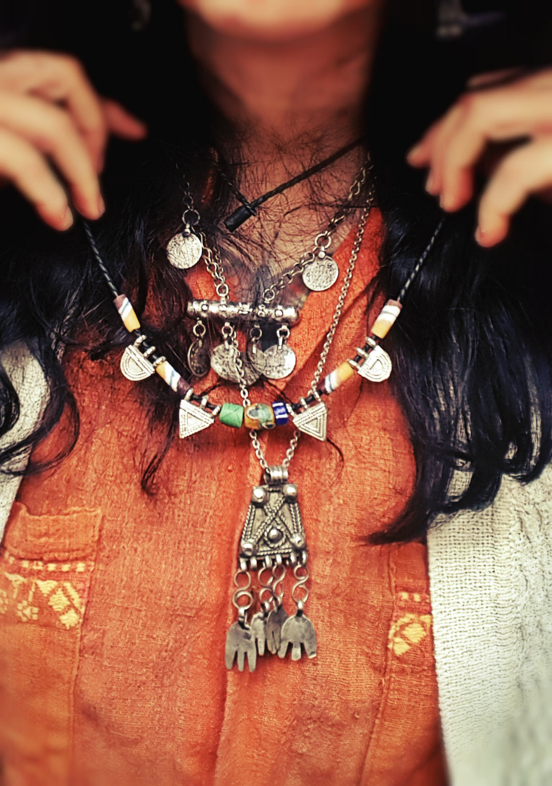 Ethiopian Telsum Necklace with Old Glass Beads