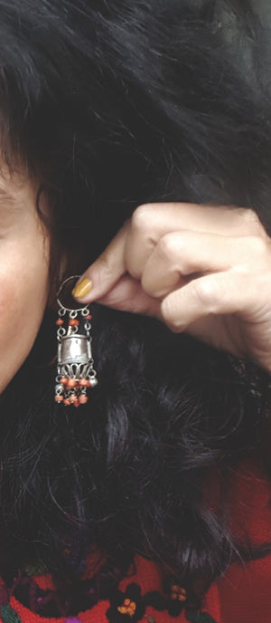 Long Uzbek Coral Earrings
