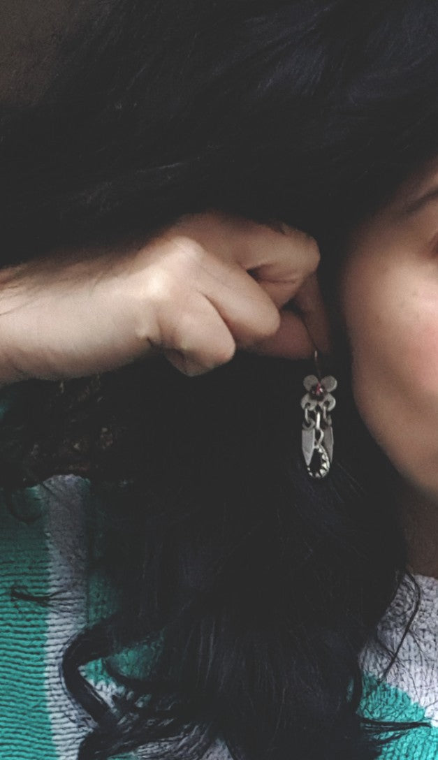 Afghani Earrings with Pink Glass Stones