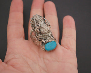 Nepali Dragon Ring with Turquoise