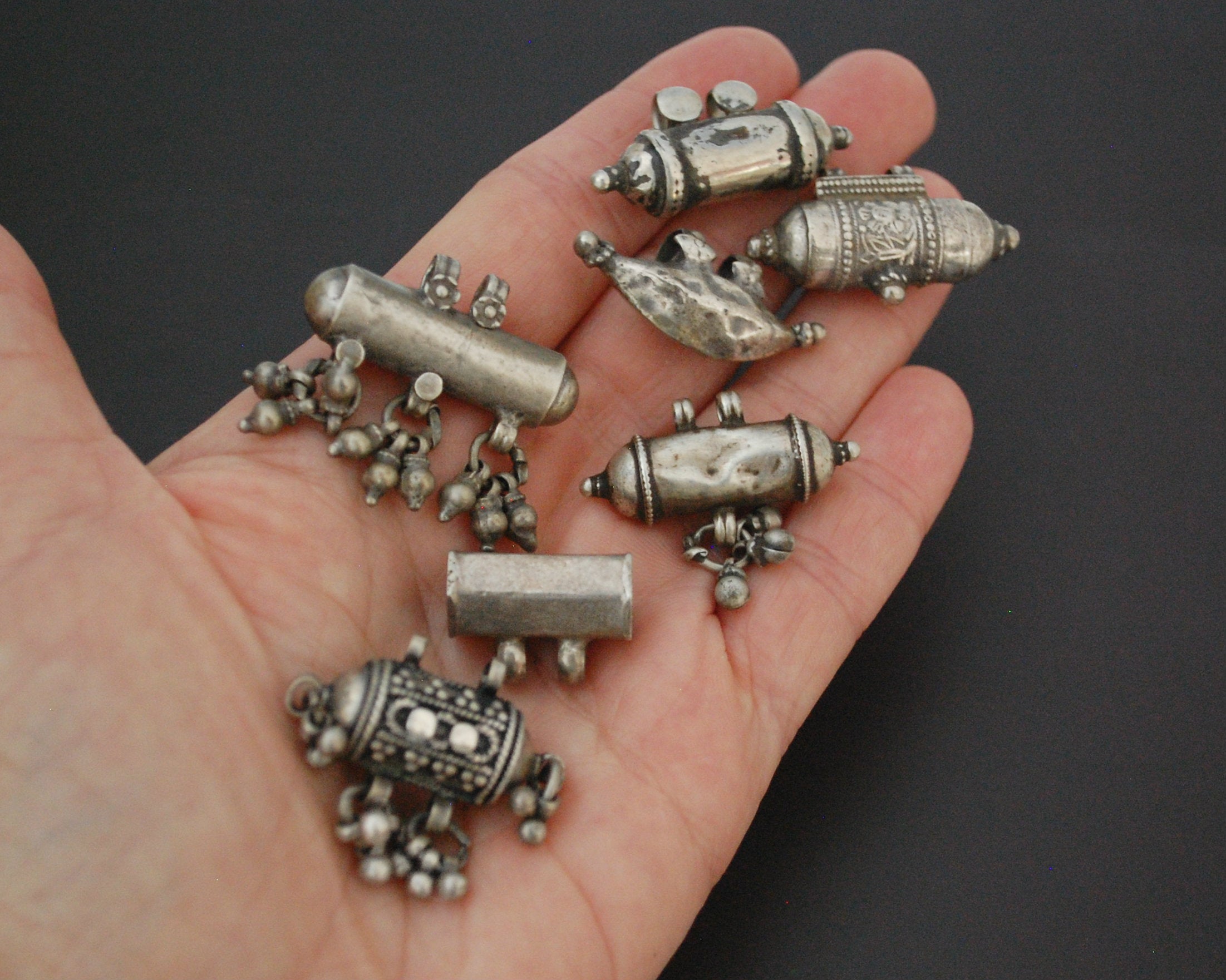Set Old Indian Taviz Amulet Pendants from Rajasthan