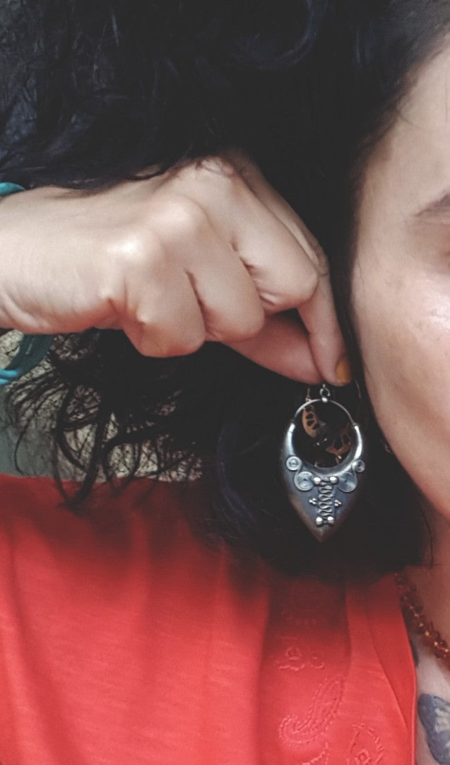 Ethnic Indian Silver Dangle Earrings