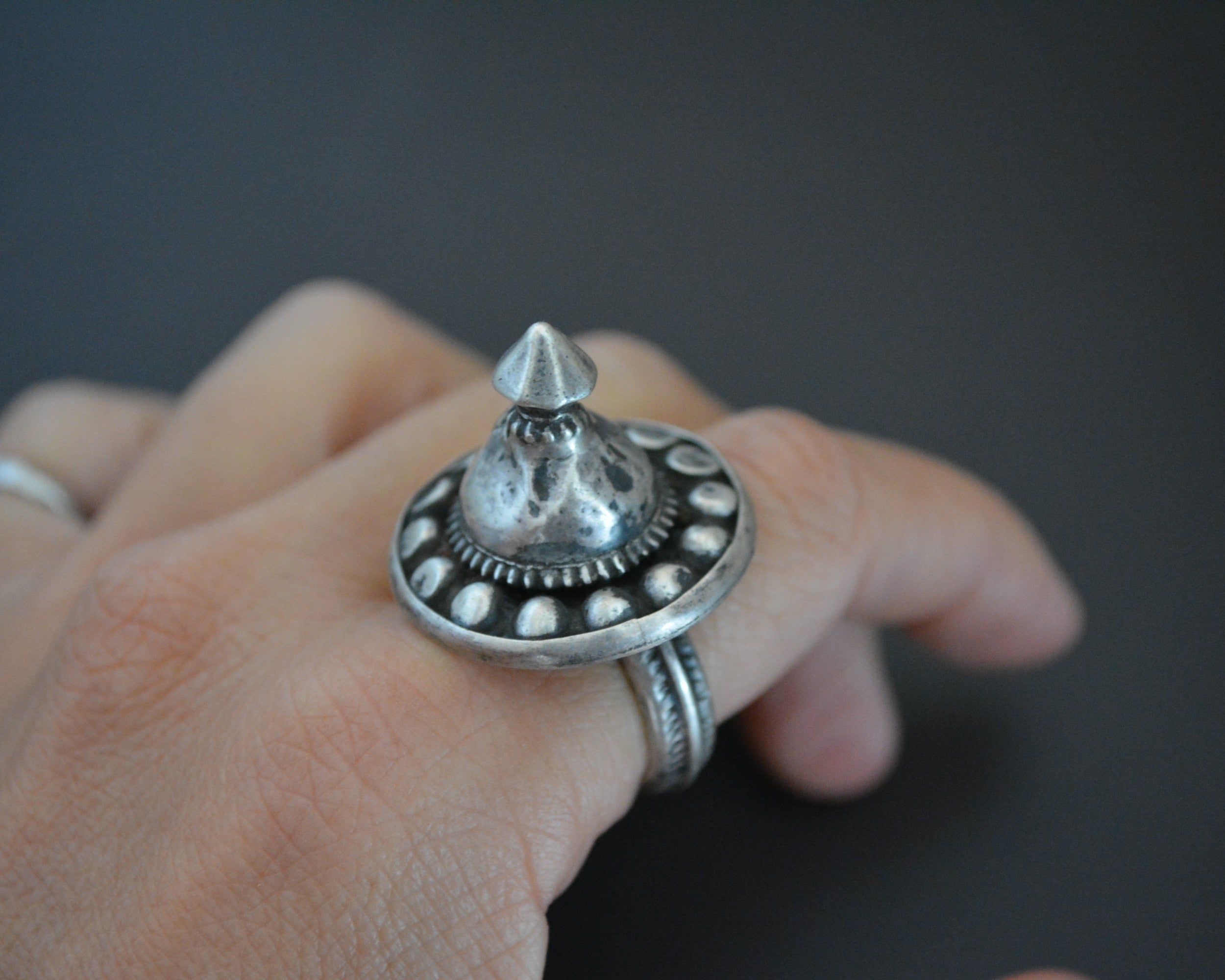 Rajasthani Silver Spike Ring - Size 8