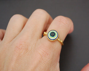 Gilded Sterling Silver Eye Ring - Size 7