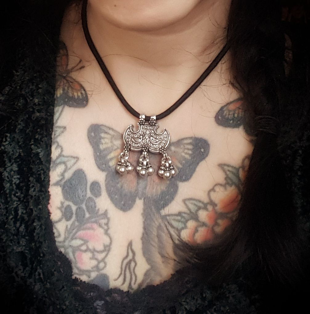 Rajasthani Silver Peacock Pendant with Bells