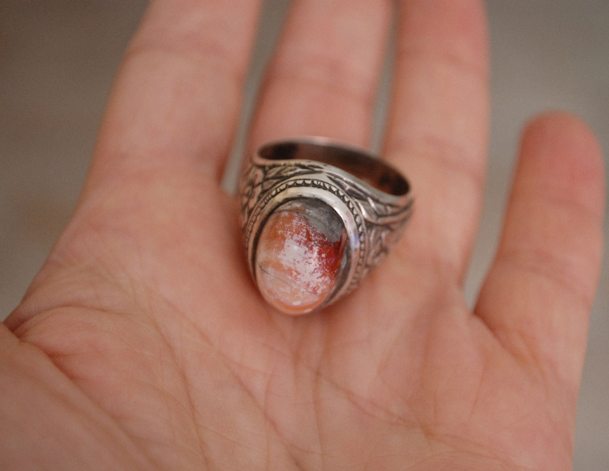 Old Afghan Agate Ring - Size 11