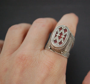 Vintage Kazakh Silver Ring - Size 9.25