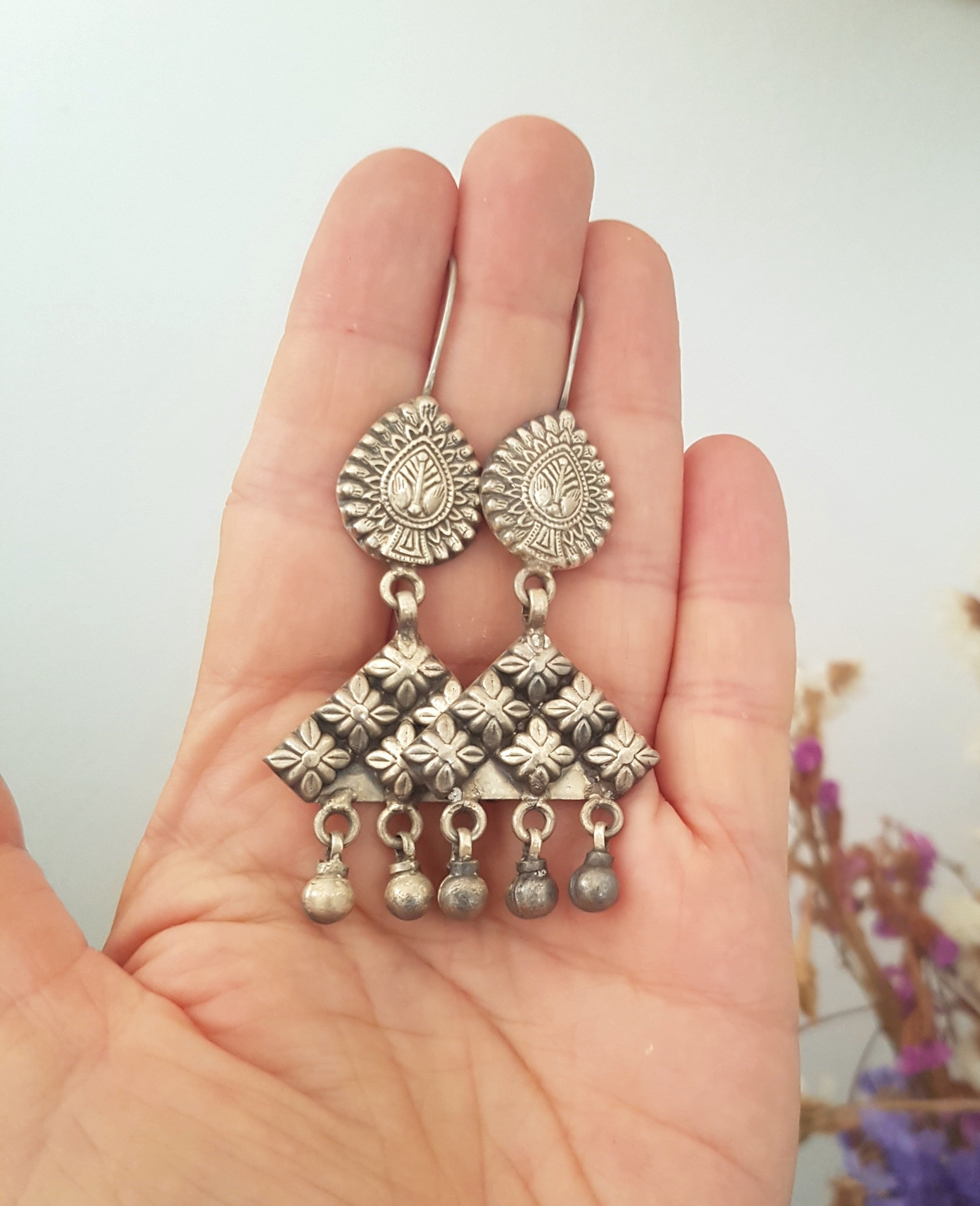 Rajasthani Silver Earrings with Bells