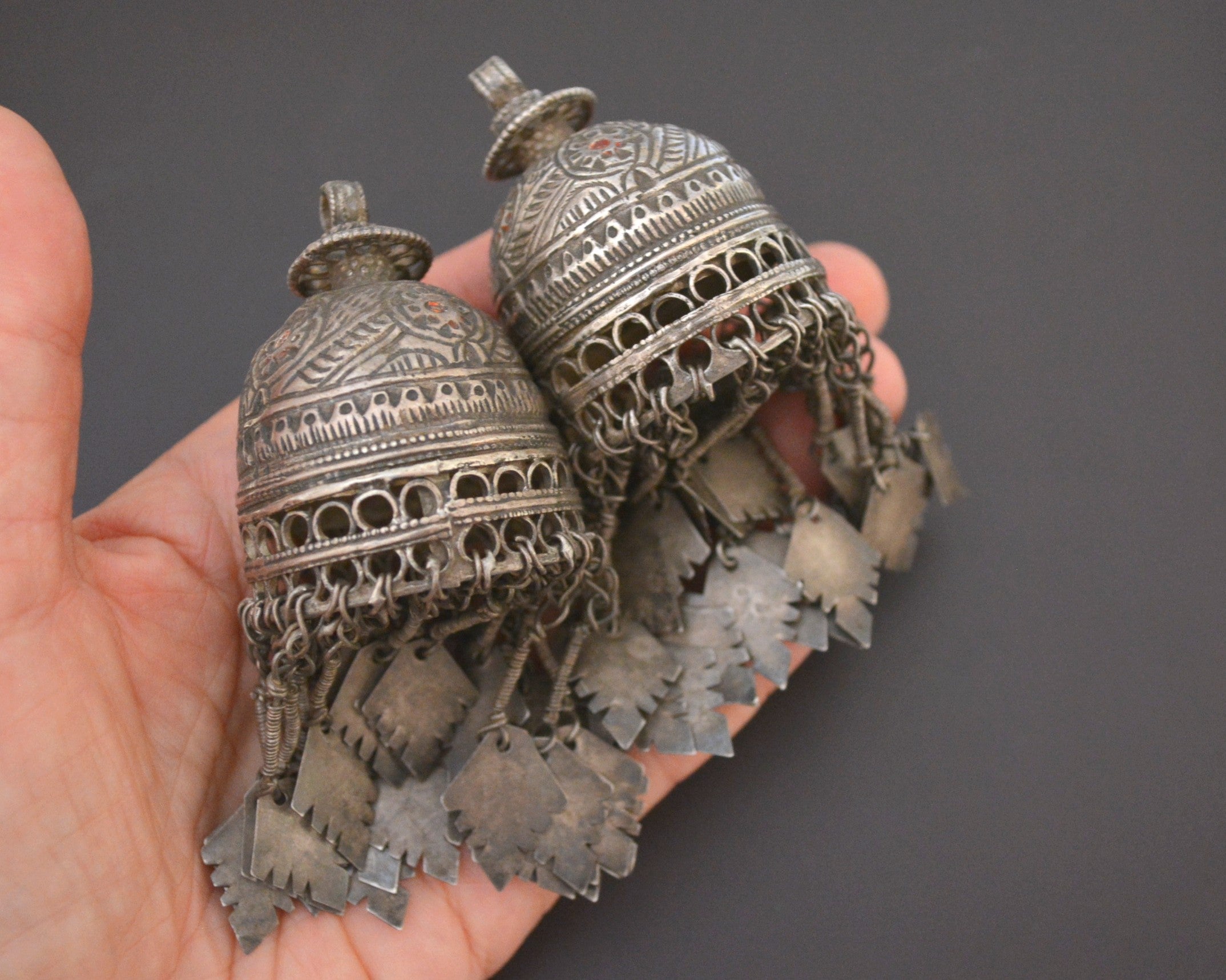 Large Uzbek Enamel Tassel Pendant