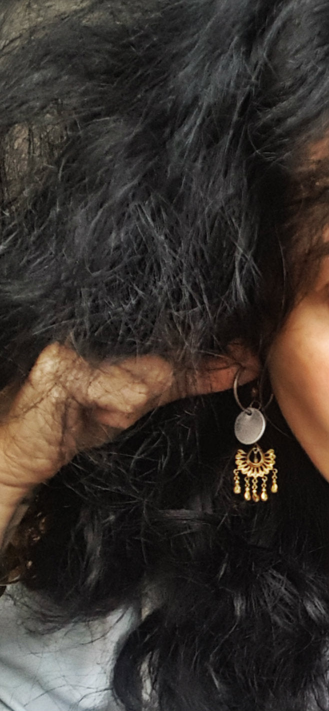 Hoop Earrings with Berber Coins - MEDIUM