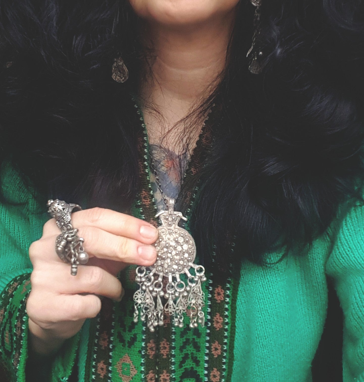 Yemeni Filigree Pendant with Dangles