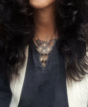 Uzbek Gilded Box Necklace with Dangles