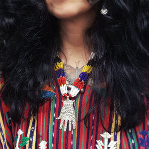 Berber Hamsa Necklace with Glass Beads