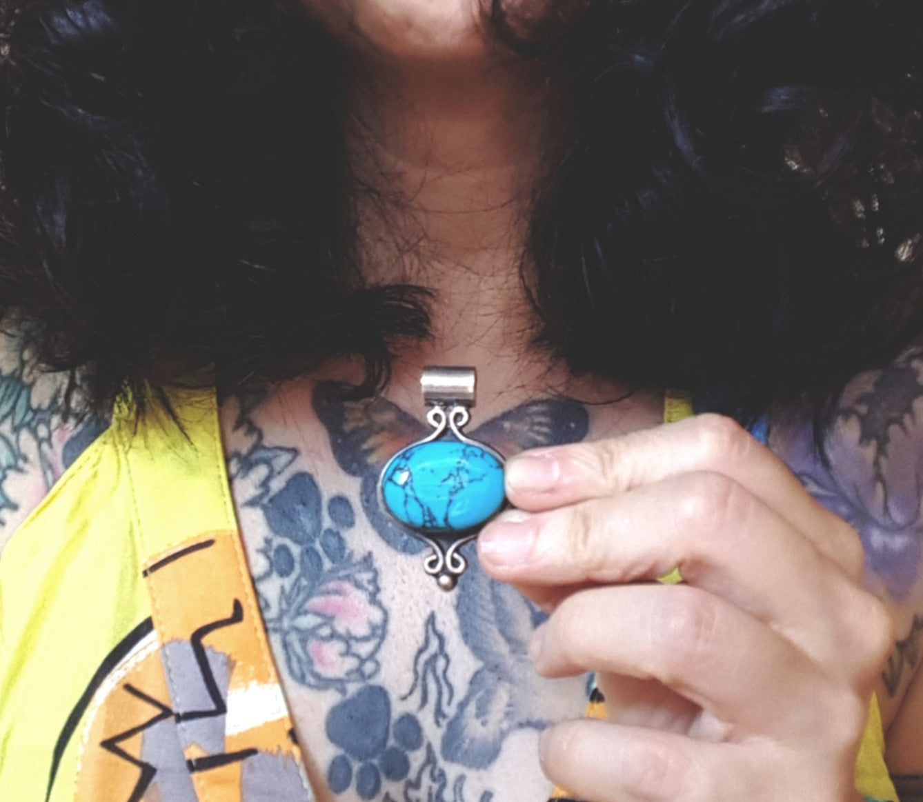 Ethnic Turquoise Pendant from Mexico