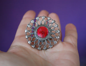 Antique Afghani Tribal Silver Ring - Size 7