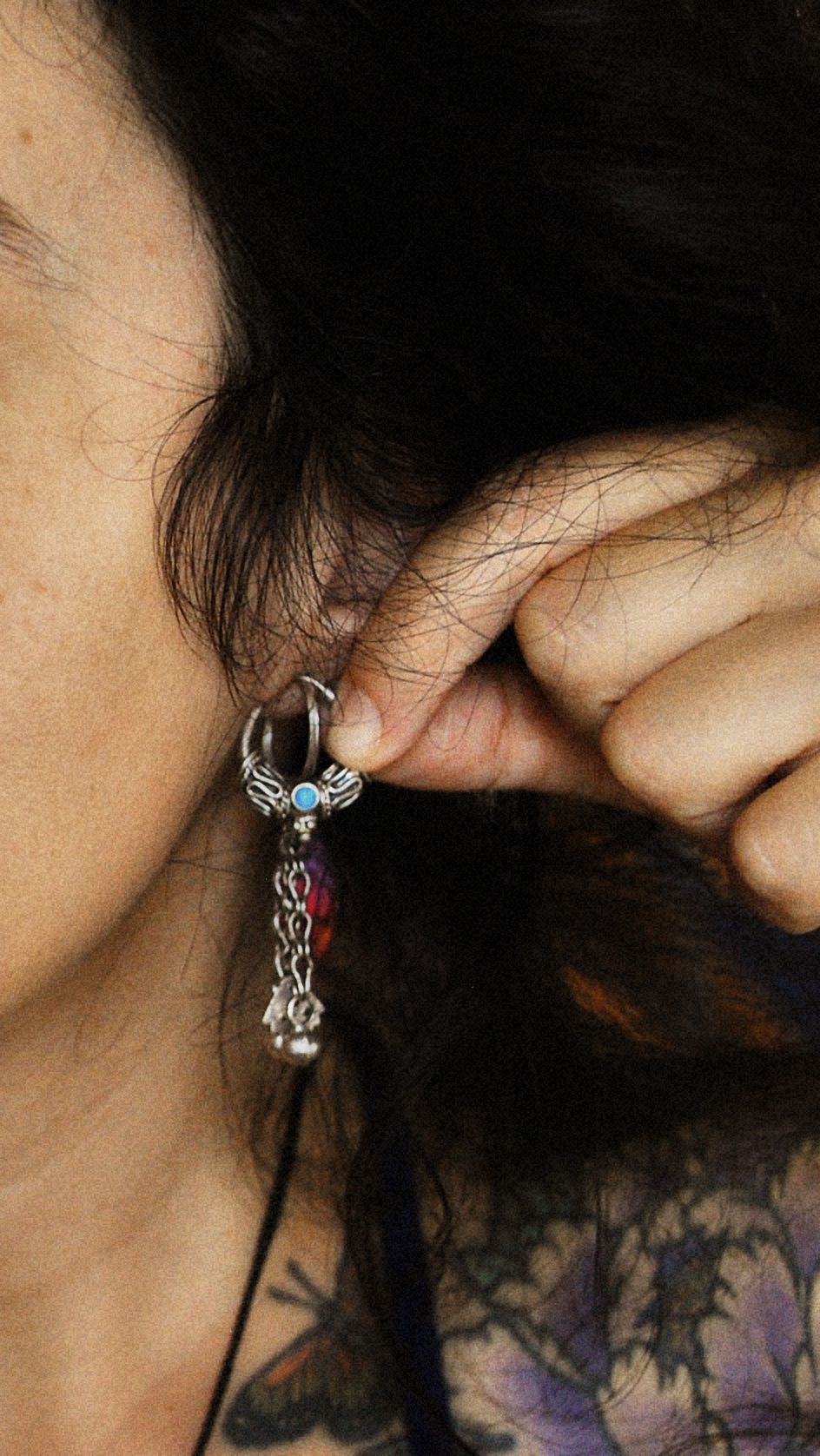 Bali Hoop Earrings with Turquoise - Small