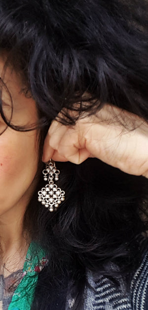 Rajasthani Silver Earrings with Bells