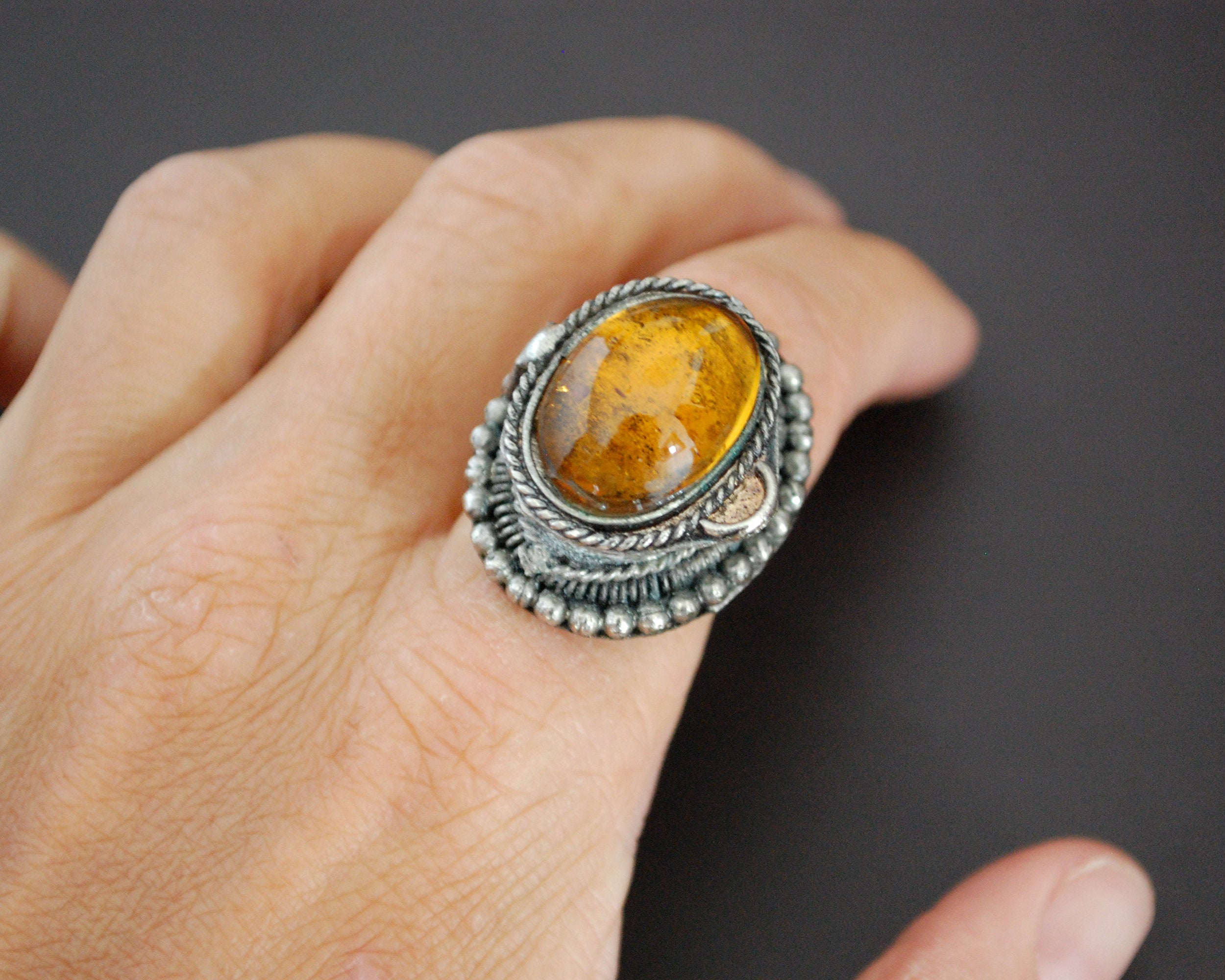 Poison Amber Ring - Size 6.5+