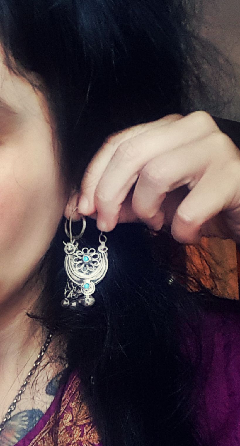 Antique Afghani Earrings with Turquoise