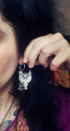 Antique Afghani Earrings with Turquoise