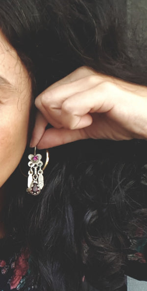 Afghani Earrings with Pink Glass Stones