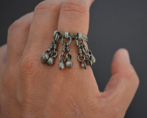 Old Rajasthani Silver Ring with Tassels - Size 7.5