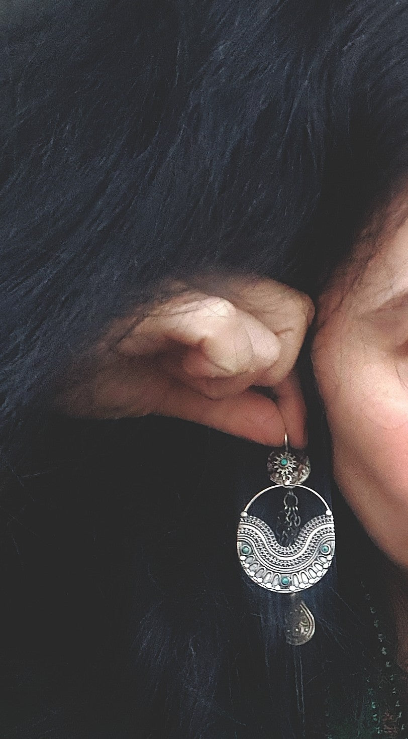Ethnic Turquoise Earrings from India