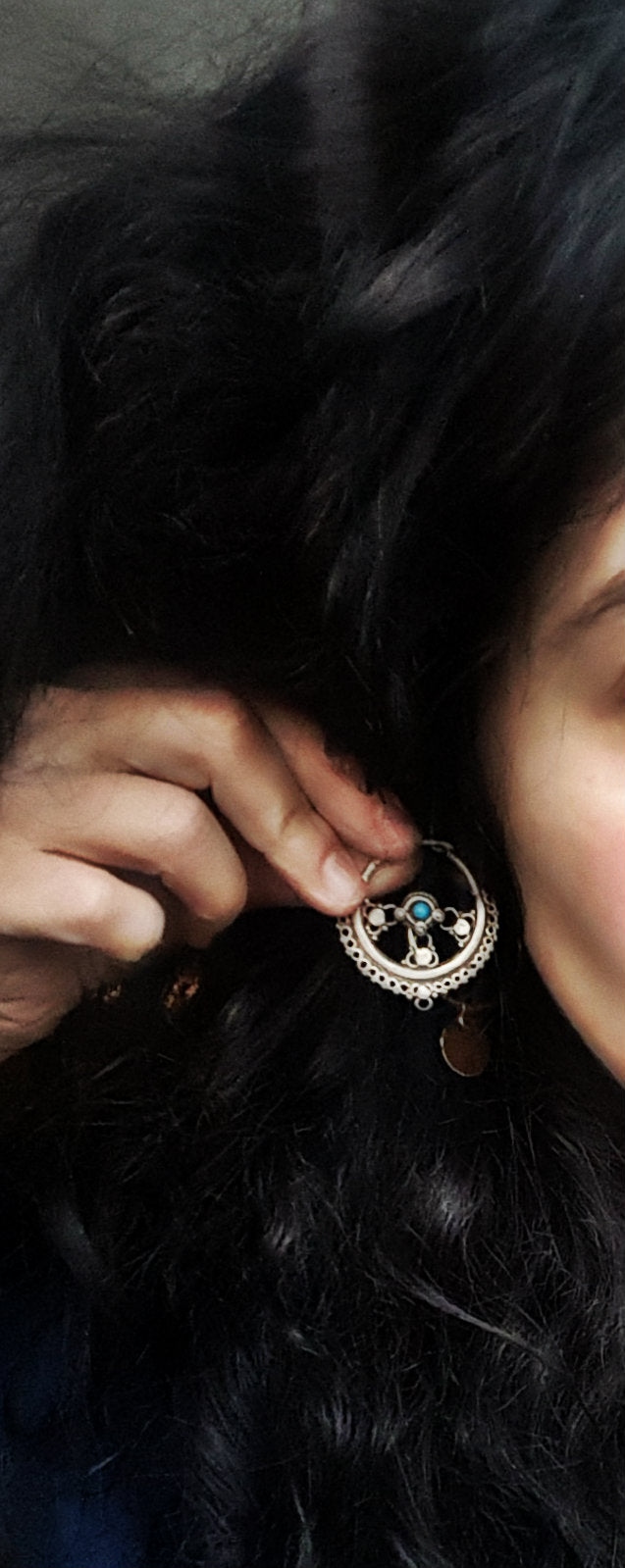 Afghani Hoop Earrings with Turquoise