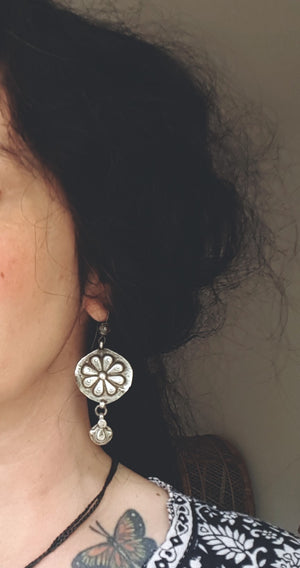 Ethnic Silver Disc Earrings from Afghanistan