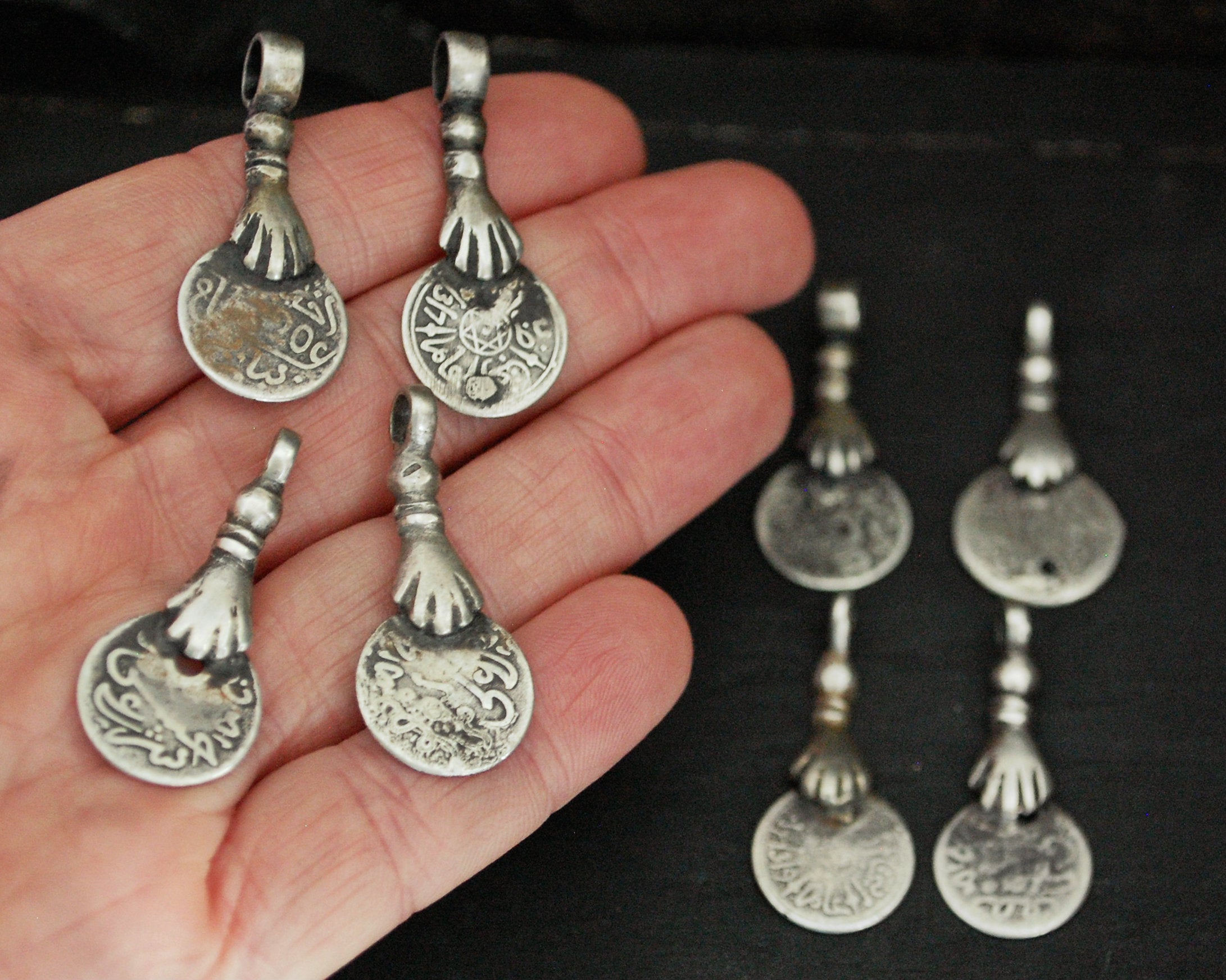 Old Berber Coin Pendants - Set of Four